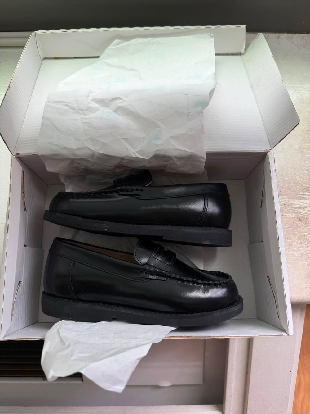 Elephantito Black Genuine Leather Penny Loafers